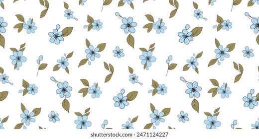 Seamless floral pattern. Background in small flowers for textiles, fabrics, cotton fabric, covers, wallpaper, print, gift wrapping, postcard, scrapbooking.