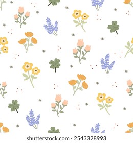 padrão floral sem costura. fundo de pequenas flores. Pequenas flores espalhadas sobre um 
fundo. vetor para impressão em superfícies.pano, papel de parede, cartão postal, cartões de saudação, convite de casamento, papel presente