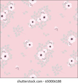 Seamless floral pattern. Background in small pink flowers on a pink background for textiles, fabric, cotton fabric, covers, wallpaper, print, gift wrap, postcard.