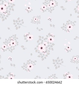Seamless floral pattern. Background in small pink flowers on a blue background for textiles, fabric, cotton fabric, covers, wallpaper, print, gift wrap, postcard.