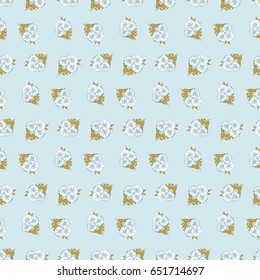 Seamless floral pattern. Background in small blue flowers on a light background for textiles, fabric, cotton fabric, covers, wallpaper, print, gift wrap, postcard.
