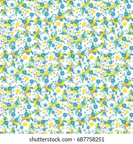 Seamless floral pattern. Background in small flowers for textiles, fabrics, cotton fabric, covers, wallpaper, print, gift wrapping, postcard, scrapbooking.