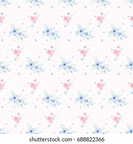 Seamless floral pattern. Background in small flowers for textiles, fabrics, cotton fabric, covers, wallpaper, print, gift wrapping, postcard, scrapbooking.