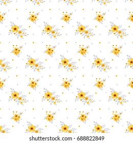 Seamless floral pattern. Background in small flowers for textiles, fabrics, cotton fabric, covers, wallpaper, print, gift wrapping, postcard, scrapbooking.