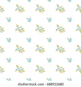 Seamless floral pattern. Background in small flowers for textiles, fabrics, cotton fabric, covers, wallpaper, print, gift wrapping, postcard, scrapbooking.