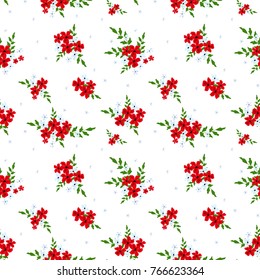 Seamless floral pattern. Background in small flowers for textiles, fabrics, cotton fabric, covers, wallpaper, print, gift wrapping, postcard, scrapbooking.