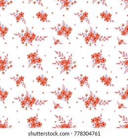 Seamless floral pattern. Background in small flowers for textiles, fabrics, cotton fabric, covers, wallpaper, print, gift wrapping, postcard, scrapbooking.
