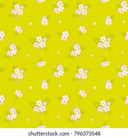 Seamless floral pattern. Background in small flowers for textiles, fabrics, cotton fabric, covers, wallpaper, print, gift wrapping, postcard, scrapbooking.