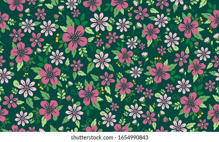 Seamless floral pattern background for spring, with modern leaf and floral concept.