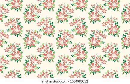 Seamless floral pattern background for spring, with modern leaf and floral concept.
