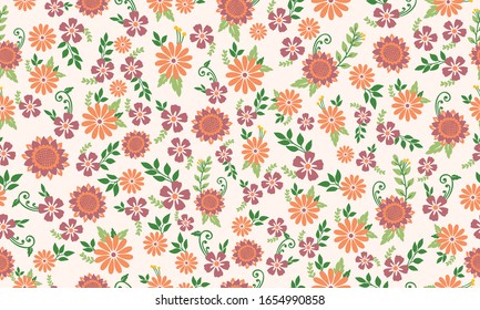 Seamless floral pattern background for spring, with modern leaf and floral concept.