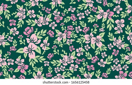 Seamless floral pattern background for spring, with leaf and flower drawing.