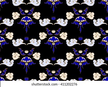 Seamless floral pattern. Background in the style of Chinese traditional ornament.