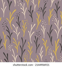 Seamless floral pattern. Background with stylezed leaves. Simple vector wallpaper and illustration. 