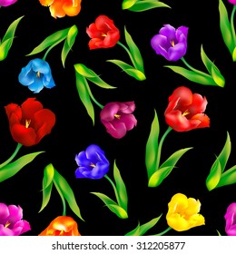 Patrón floral inconsútil, fondo floral, tulipán inconsútil