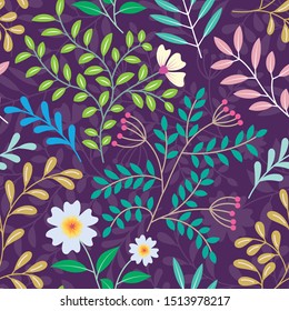 Seamless floral pattern background. Vector pattern with floral design. Colorful vector illustration