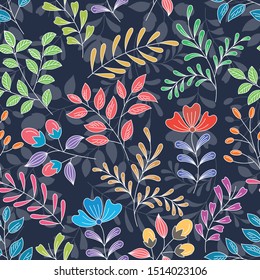 Seamless floral pattern background. Vector pattern with floral design. Colorful vector illustration