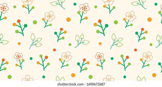 Seamless floral pattern background, Vector flower ornament, Hand drawn decorative element, Seamless backgrounds and wallpapers for fabric, packaging, Decorative print, Textile, repeating pattern