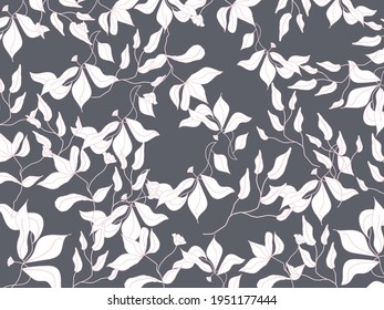 Fondo De Patrón Floral Sin Precedentes En Color Blanco Y Gris.