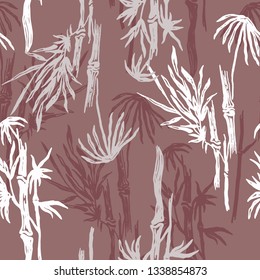 Seamless floral pattern with bamboo. Vector vintage background. Tropical wallpaper, nature textile print