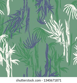 Seamless floral pattern with bamboo. Vector vintage background. Tropical wallpaper, nature textile print