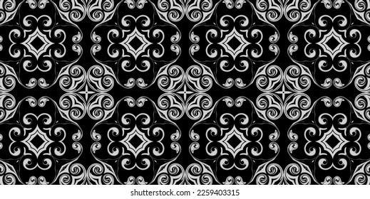 Seamless floral pattern. Baroque, damask wallpapers. Vintage floral pattern. Seamless vector background. Gray and black floral ornament