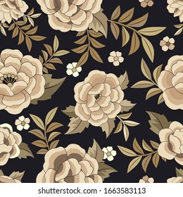 Seamless floral pattern based on the embroidered flowers of oriental shawl