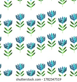 Seamless floral pattern based on traditional folk art ornaments. Colorful flowers on white background. Scandinavian style. Sweden nordic style. Vector illustration for fabric, textile, wallpaper.