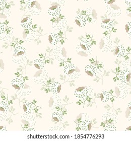 Seamless floral pattern based on traditional folk art ornaments. Colorful flowers on light background. Scandinavian style. Sweden nordic style. Vector illustration. Simple minimalistic pattern.