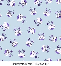 Seamless floral pattern based on traditional folk art ornaments. Colorful flowers on color background. Scandinavian style. Sweden nordic style. Vector illustration. Simple minimalistic pattern.