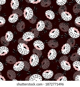 Seamless floral pattern based on traditional folk art ornaments. White flowers on color background. Scandinavian style. Vector illustration. Simple minimalistic pattern with nature element.