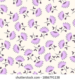 Nahtlose Blumenmuster auf der Grundlage traditioneller Volkskunst-Ornamente. Farbige Blumen auf hellem Hintergrund. Skandinavischer Stil. Schweden nordischen Stil. Vektorgrafik. Einfaches minimalistisches Muster.