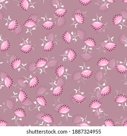 Seamless floral pattern based on traditional folk art ornaments. Colorful flowers on color background. Scandinavian style. Sweden nordic style. Vector illustration. Simple minimalistic pattern.