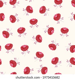 Seamless floral pattern based on traditional folk art ornaments. Colorful flowers on light background. Scandinavian style. Sweden nordic style. Vector illustration. Simple minimalistic pattern.