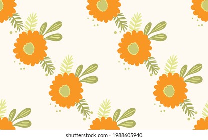 Patrón floral sin foco basado en ornamentos tradicionales de arte folclórico. Flores de colores sobre fondo claro. Estilo escandinavo. Estilo nórdico de Suecia. Ilustración vectorial. Simple patrón minimalista.