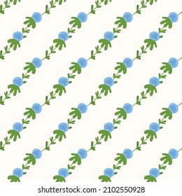 Seamless floral pattern based on traditional folk art ornaments. Colorful flowers on light background. Scandinavian style. Sweden nordic style. Vector illustration. Simple minimalistic pattern.