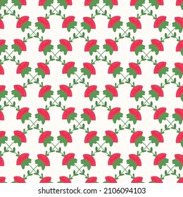 Seamless floral pattern based on traditional folk art ornaments. Colorful flowers on light background. Scandinavian style. Sweden nordic style. Vector illustration. Simple minimalistic pattern.