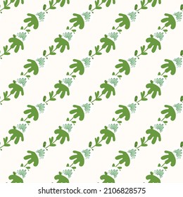 Seamless floral pattern based on traditional folk art ornaments. Colorful flowers on light background. Scandinavian style. Sweden nordic style. Vector illustration. Simple minimalistic pattern.