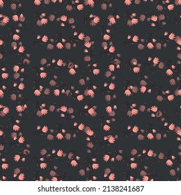 Seamless floral pattern based on traditional folk art ornaments. Colorful flowers on color background. Scandinavian style. Sweden nordic style. Vector illustration. Simple minimalistic pattern.