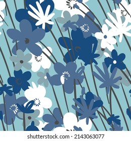 Patrón floral sin foco basado en ornamentos tradicionales de arte folclórico. Flores coloridas sobre el fondo del color. Estilo escandinavo. Estilo nórdico de Suecia. Ilustración vectorial. Simple patrón minimalista.