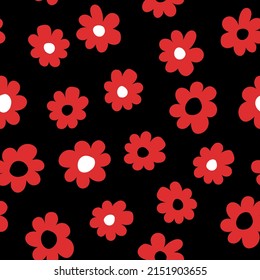 Patrón floral sin foco basado en ornamentos tradicionales de arte folclórico. Flores coloridas sobre el fondo del color. Estilo escandinavo. Estilo nórdico de Suecia. Ilustración vectorial. Simple patrón minimalista.