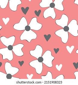 Seamless floral pattern based on traditional folk art ornaments. Colorful flowers on color background. Scandinavian style. Sweden nordic style. Vector illustration. Simple minimalistic pattern.