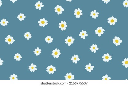 Seamless floral pattern based on traditional folk art ornaments. Colorful flowers on color background. Scandinavian style. Sweden nordic style. Vector illustration. Simple minimalistic pattern.
