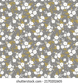 Seamless floral pattern based on traditional folk art ornaments. Colorful flowers on color background. Scandinavian style. Sweden nordic style. Vector illustration. Simple minimalistic pattern.