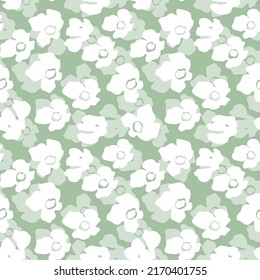 Seamless floral pattern based on traditional folk art ornaments. Colorful flowers on color background. Scandinavian style. Sweden nordic style. Vector illustration. Simple minimalistic pattern.