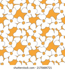 Seamless floral pattern based on traditional folk art ornaments. Colorful flowers on color background. Scandinavian style. Sweden nordic style. Vector illustration. Simple minimalistic pattern.