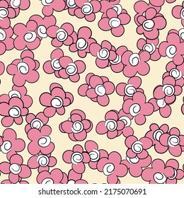 Seamless floral pattern based on traditional folk art ornaments. Colorful flowers on color background. Scandinavian style. Sweden nordic style. Vector illustration. Simple minimalistic pattern.