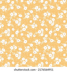 Seamless floral pattern based on traditional folk art ornaments. Colorful flowers on color background. Scandinavian style. Sweden nordic style. Vector illustration. Simple minimalistic pattern.