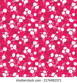 Seamless floral pattern based on traditional folk art ornaments. Colorful flowers on color background. Scandinavian style. Sweden nordic style. Vector illustration. Simple minimalistic pattern.