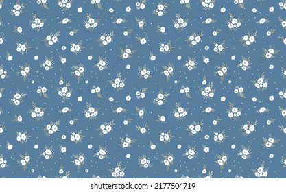 Seamless floral pattern based on traditional folk art ornaments. Colorful flowers on color background. Scandinavian style. Sweden nordic style. Vector illustration. Simple minimalistic pattern.